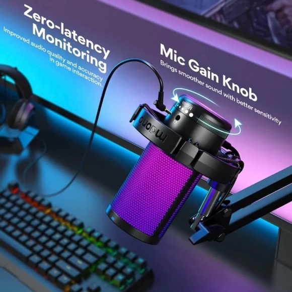 MAONO GAMERWAVE USB MICROPHONE, NOISE CANCELING, Bundle with BOOM ARM - Picture 5 of 6